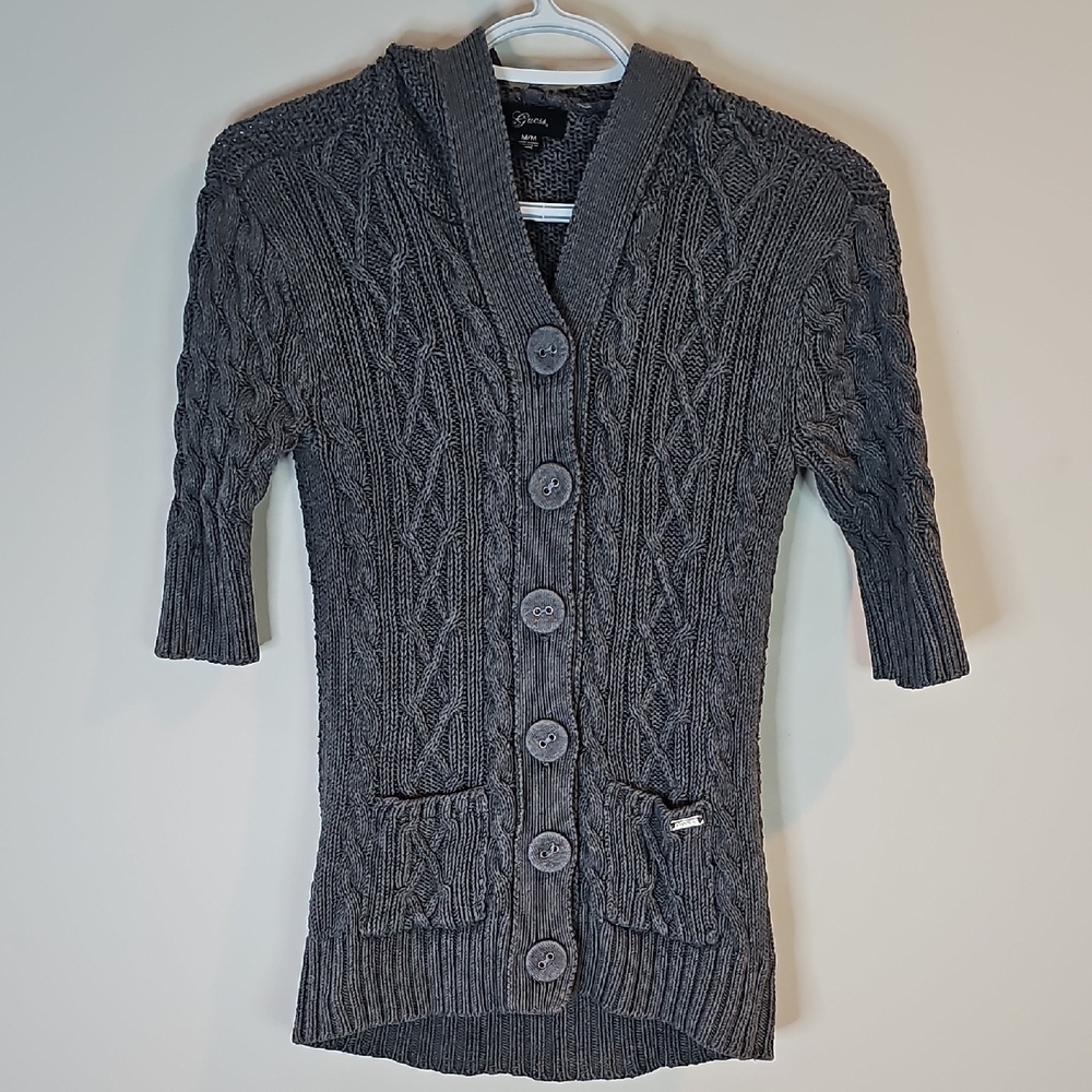 Guess Medium Gray Cable Knit Women's Sweater